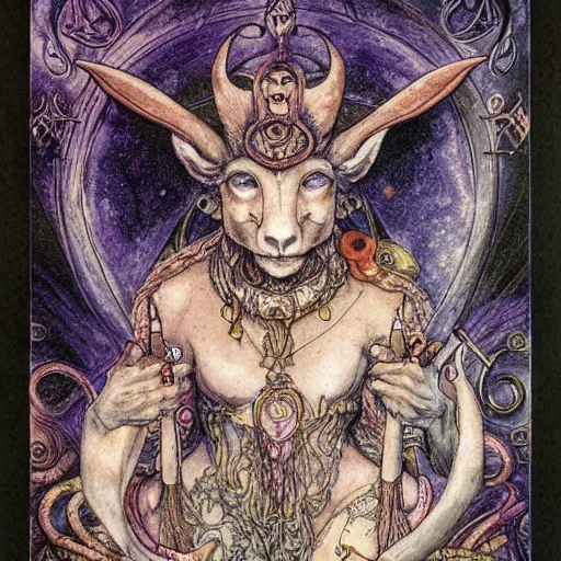 Image similar to aries zodiac artwork, mystic tarot style, detailed, 8 k, symmetrical, by brian froud