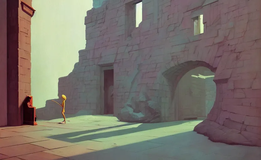 Prompt: inside a time machine portal to the castle, very coherent, painted by Edward Hopper, Wayne Barlowe, painted by James Gilleard, airbrush, art by JamesJean