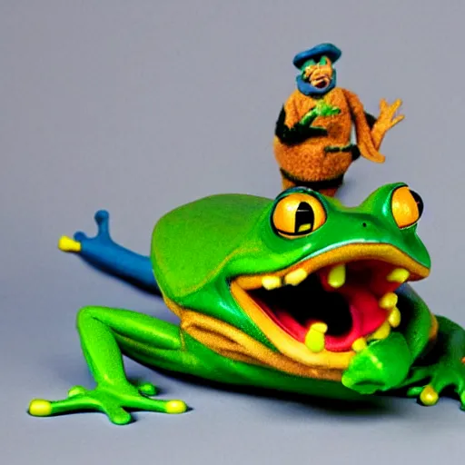 Image similar to frog and toad play house of puppets by metallica