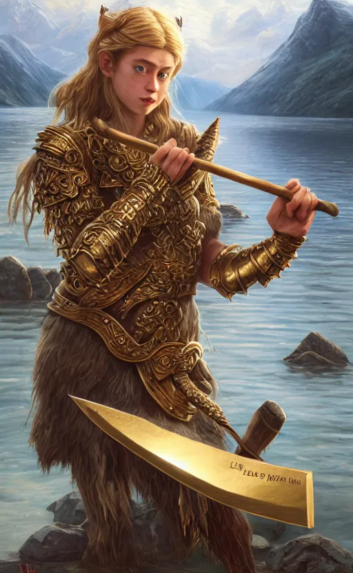 Image similar to lake godness holding gold axe and sliver axe, highly detailed, d & d, water everwhere fantasy, highly detailed, digital painting, trending on artstation, concept art, sharp focus, global illumination, ray tracing, illustration, art by artgerm and greg rutkowski and fuji choko and viktoria gavrilenko and hoang lap