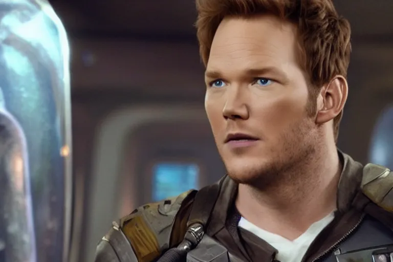 Image similar to live action film still of chris pratt as philip j. fry in the new sci - fi movie futurama