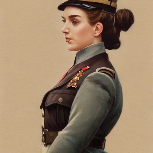 Image similar to full body portrait of addison rae in nazi female uniform, intricate, elegant, highly detailed, digital painting, artstation, smooth, sharp focus, illustration, art by artgerm and greg rutkowski and alphonse mucha, 8 k