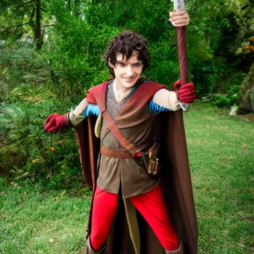 Image similar to DC's character Robin as Frodo, dslr photo