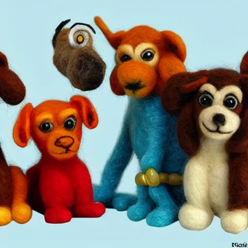 Prompt: a needle felting of Scooby Doo, 4K image, highly detailed.