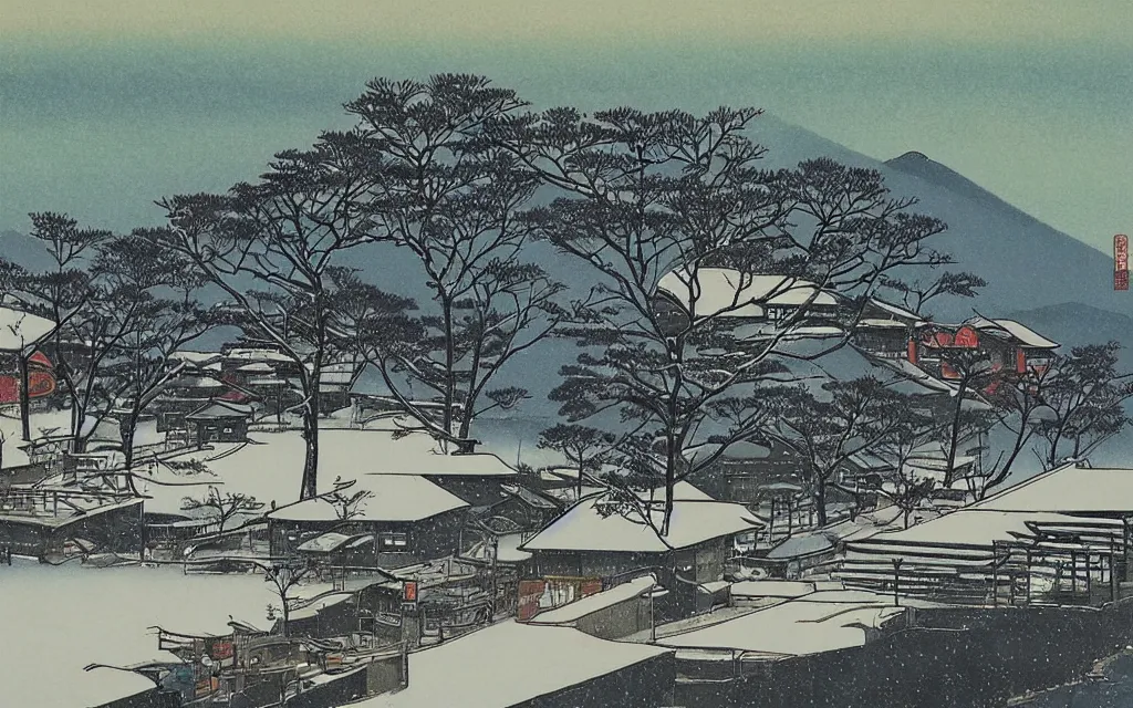 Image similar to 🌄 🌨 ❄🌅. shin - hanga.