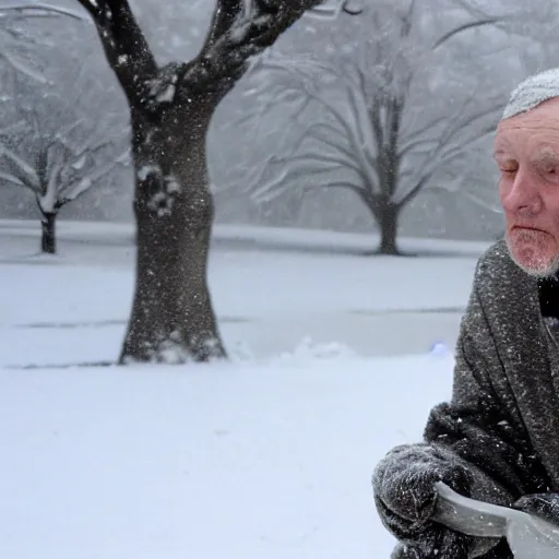 Image similar to an old man covered in snow