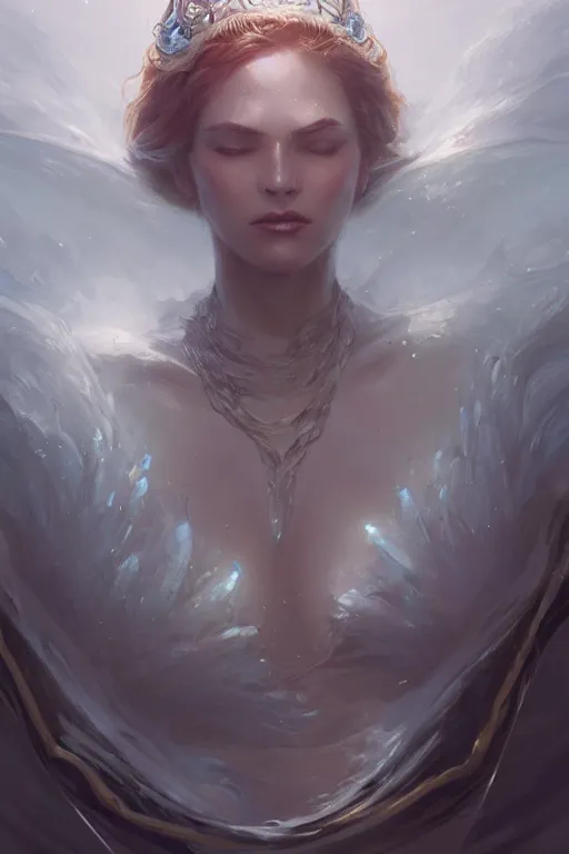 Image similar to sea queen, mysterious, highly detailed, digital painting, artstation, concept art, smooth, sharp focus, illustration, unreal engine 5, 8 k, art by artgerm and greg rutkowski and edgar maxence