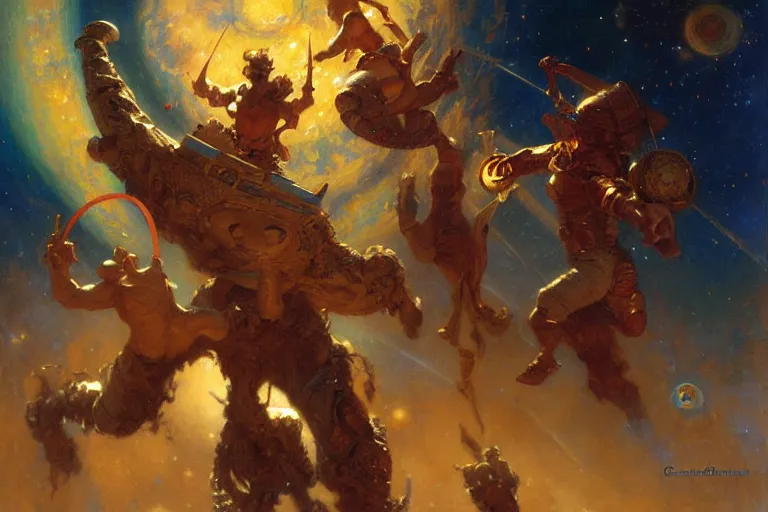 Prompt: cosmic bender, painting by gaston bussiere, craig mullins, j. c. leyendecker