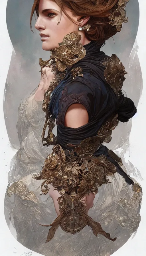 Image similar to lamya, sweaty, intricate fashion clothing, insane, intricate, highly detailed, digital painting, artstation, concept art, smooth, sharp focus, illustration, Unreal Engine 5, 8K, art by artgerm and greg rutkowski and alphonse mucha