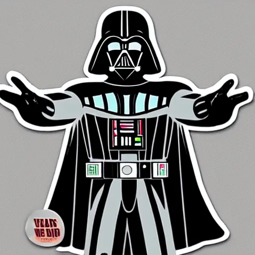 Image similar to darth vader showing his abs, sticker illustration