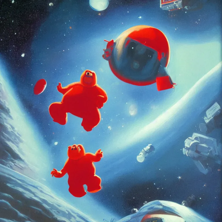 Image similar to the kool-aid man in space, by John Harris, concept art