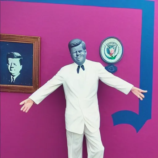 Prompt: jfk posing at the purple wall # disneywall at wdw instagram photo