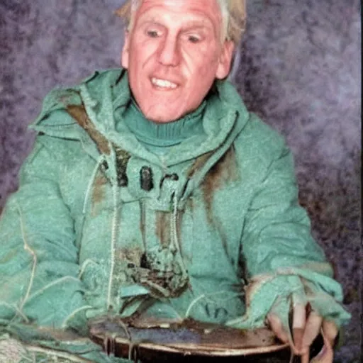 Image similar to gary busey as a garden gnome