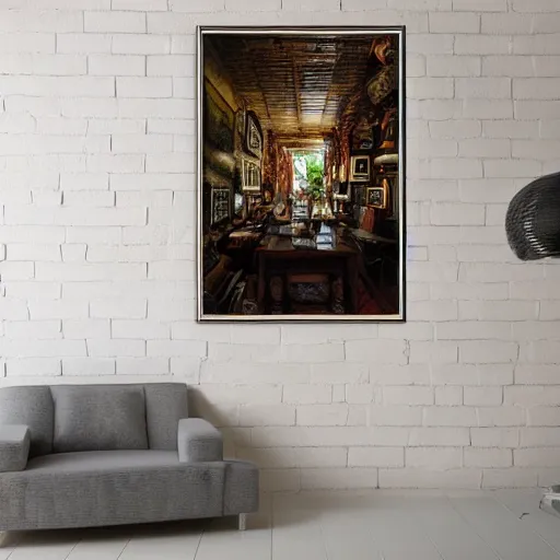 Prompt: photo of wall with collection of framed art for rich collectors, ultra - realistic hdr highly detailed cinematic lighting