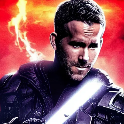 Prompt: Ryan Reynolds Death Knight movie poster