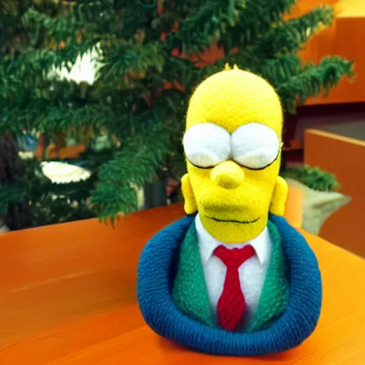 Prompt: homer simpson knitted out of wool