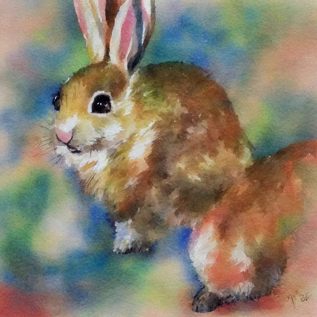 Image similar to water color painting of a bunny