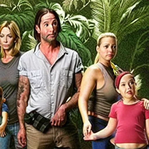 Image similar to a screen still of an episode from the show lost, the cast are all toddlers