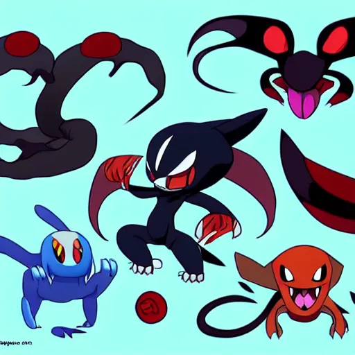 Prompt: venom in the style of a new generation pokemon, poison type