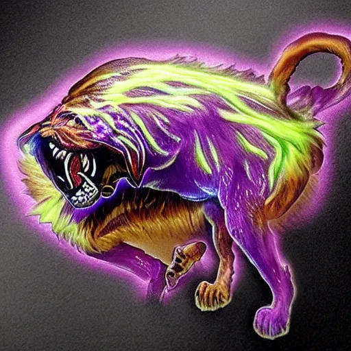 Prompt: monster dog tiger fusion cosmic horror made of angles drooping skin hyper realistic