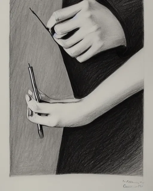 Image similar to drawing lesson, acurate, real, elegant female hand, holding a cigarette with her fingers, elegant up to the elbow, only five fingers, separated, elegant, neat nails, fotorealism, advertisement for a crossover salon, style by Maurits Cornelis Escher, 8k,