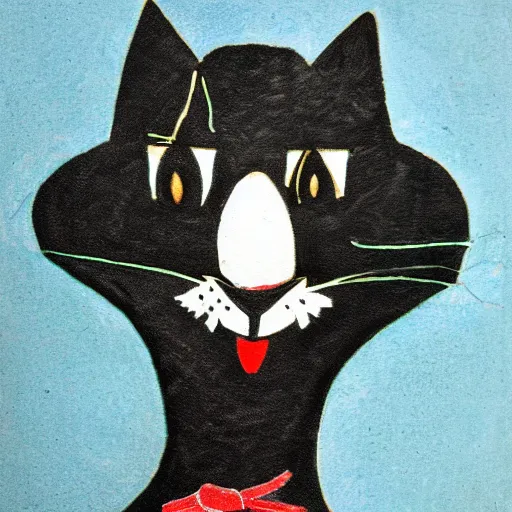 Image similar to avatar of a black cat in the style of antonio berni