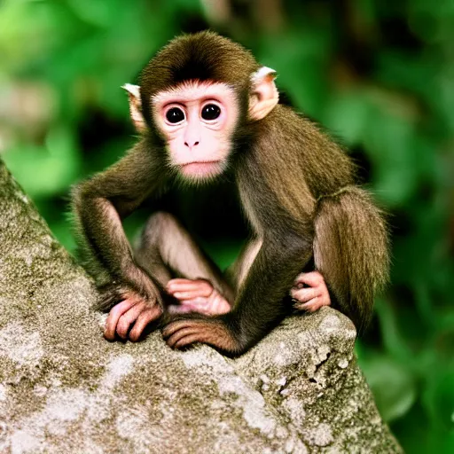 Prompt: cute baby monkey photo, KODAK Ektar 100