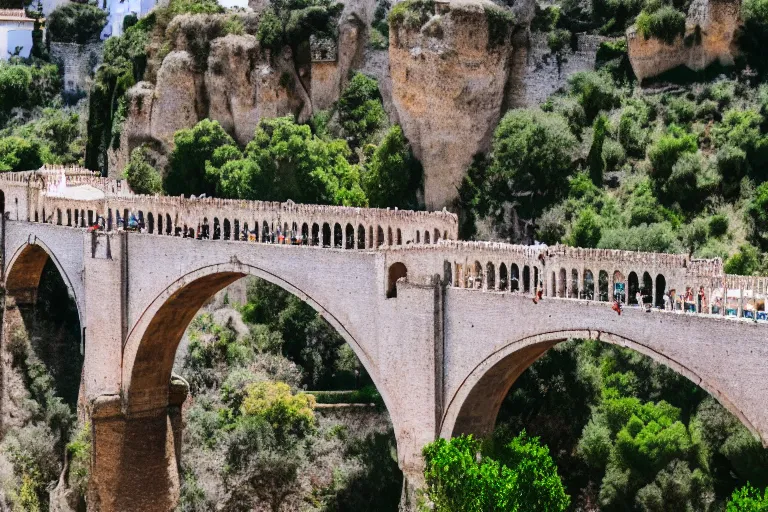 Prompt: a photo of the bridge at ronda, spain, award winning photograph 4 k hd