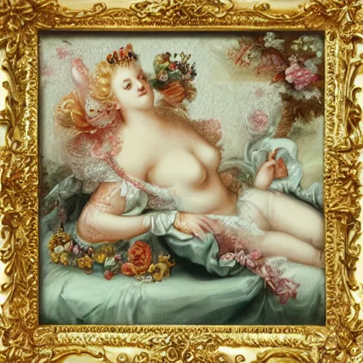 Image similar to rancid rococo beauty experiences breakthrough