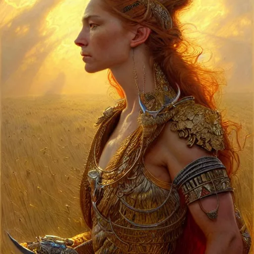 Image similar to highly detailed portrait of a majestic lioness queen in the form of a beautiful woman. d & d, art by donato giancola and ruan jia and carl larsson and magali villeneuve. trending on artstation, intricate details, energetic composition, golden ratio, concept art, illustration, elegant art