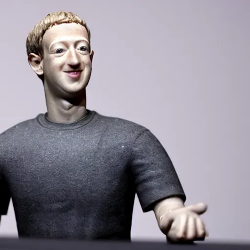 Image similar to eerie uncanny valley slightly melted wax sculpture of mark zuckerberg