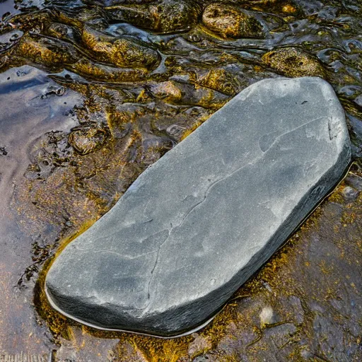 Image similar to detailed carving hunger stones in a river, photographic journalism, realistic, european river, ancient writing