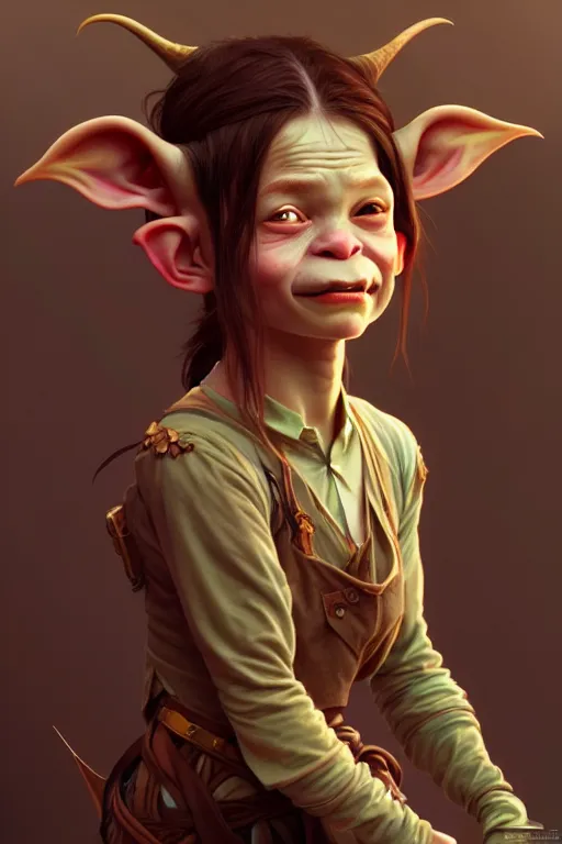 Prompt: beautiful young goblin, highly detailed, digital painting, artstation, sharp focus, illustration, art by tan zi and ayanamikodon and alphonse mucha and wlop