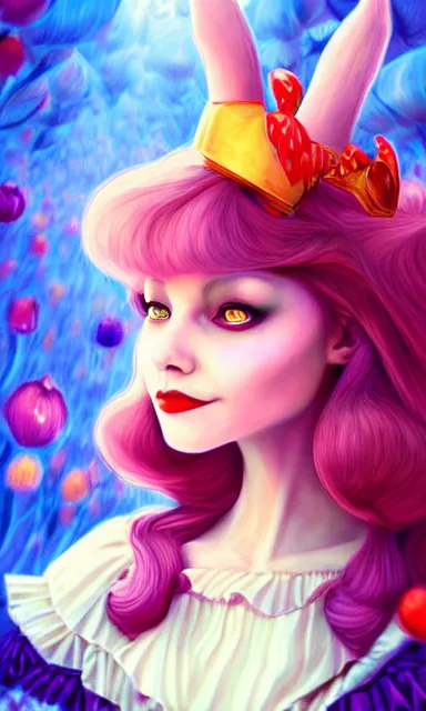 Prompt: alice, from alice in wonder land ( 2 0 1 0 ), portrait, sharp focus, digital art, trippy, concept art, dynamic lighting, art by emylie boivin, rossdraws