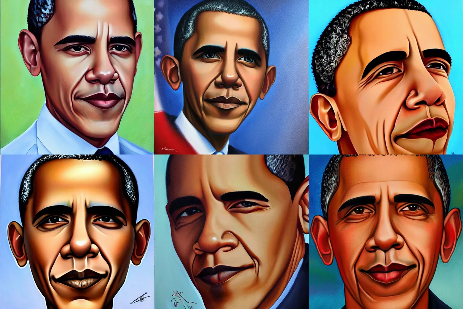 Prompt: a stunning portrait of barack obama, artwork by aaron jasinski