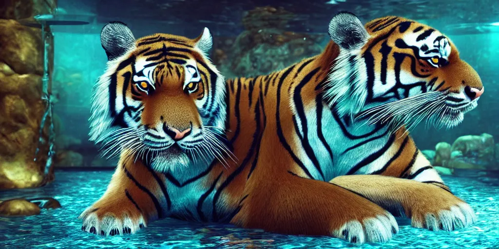 Prompt: Tiger in a small fishtank in a dark room shining blue, Artstation Trending, cgsociety, high quality, very coherent, ultra realism, high definition, post processing, unreal engine, 8k, high resolution, octane render, 4k UHD, photographic, digital art, art by uroš golubović artstation + bobryshev aleksandr artstation + ranulf busby doku artstation + echo lima artstation,