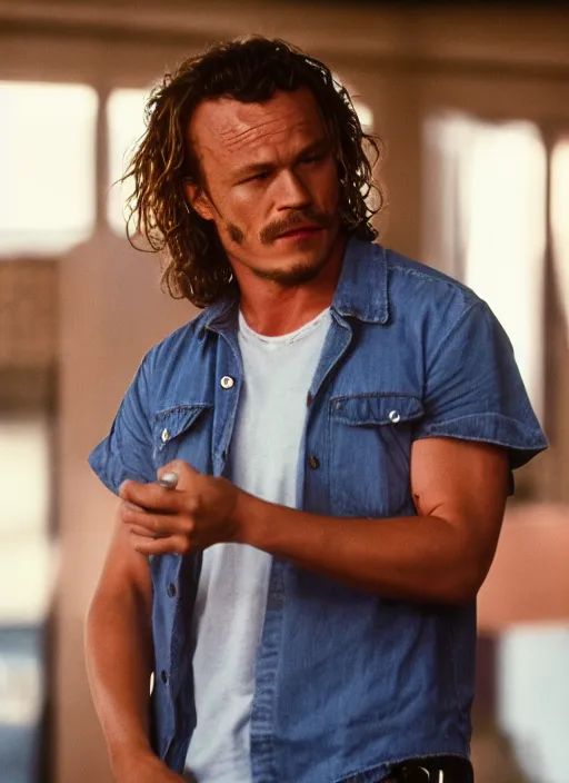 Image similar to film still of Heath Ledger as Martin Riggs in Lethal Weapon, 4k