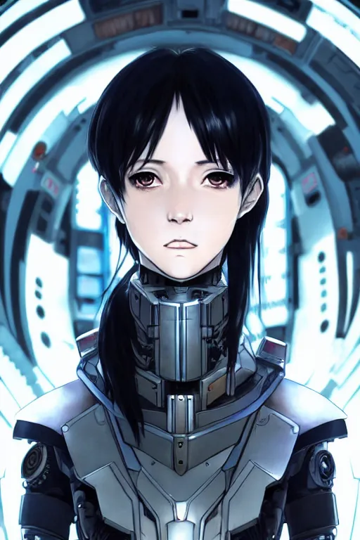 portrait Anime cyberpunk cyborg girl in mechanical