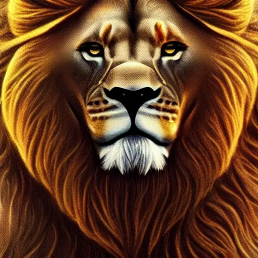 Prompt: lion made out of universe with a golden colar, hyper detailed, smooth, realistic, stunning, beautiful, trending on artstation,