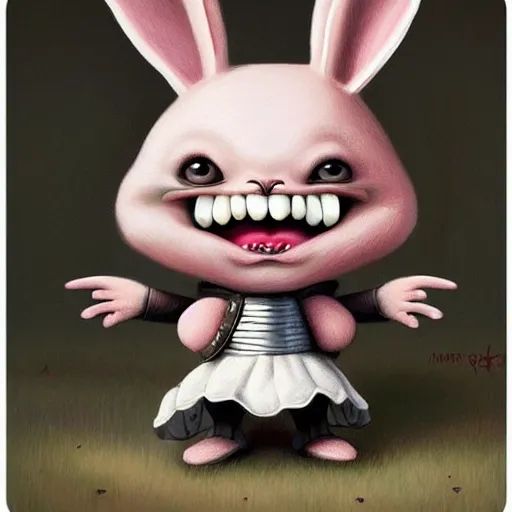 Image similar to a cute rabbit knight, big smile, cute teeth, cute face, digital painting by Mark Ryden, cute and lovely, high detail, pastel colors