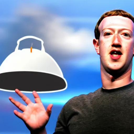 Image similar to Mark Zuckerberg steering a UFO