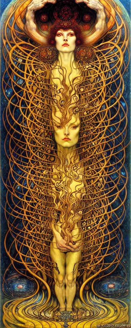 Image similar to Divine Chaos Engine by Karol Bak, Jean Delville, William Blake, Gustav Klimt, and Vincent Van Gogh, symbolist, visionary