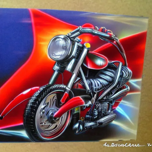 Prompt: kaneda motorcycle, airbrush.