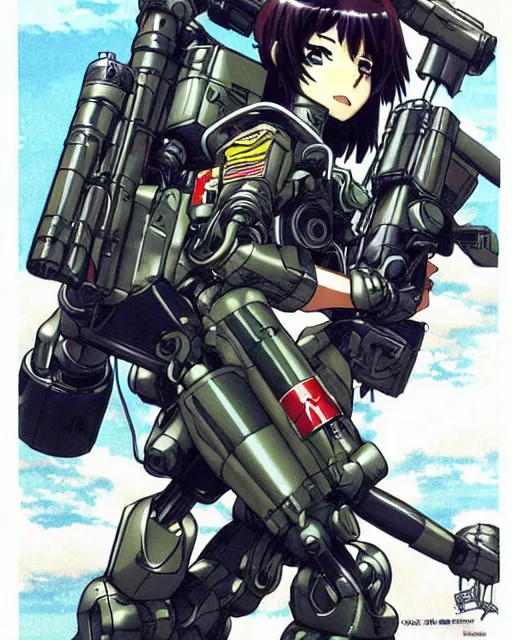 Image similar to Anime girl is mecha pilot; dressed in military uniform. Anime by mike deodato, Studio Ghibli, anime art, manga