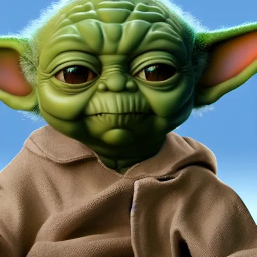 Image similar to Morgan Freeman as a baby Yoda digital art 4k detailed super realistic