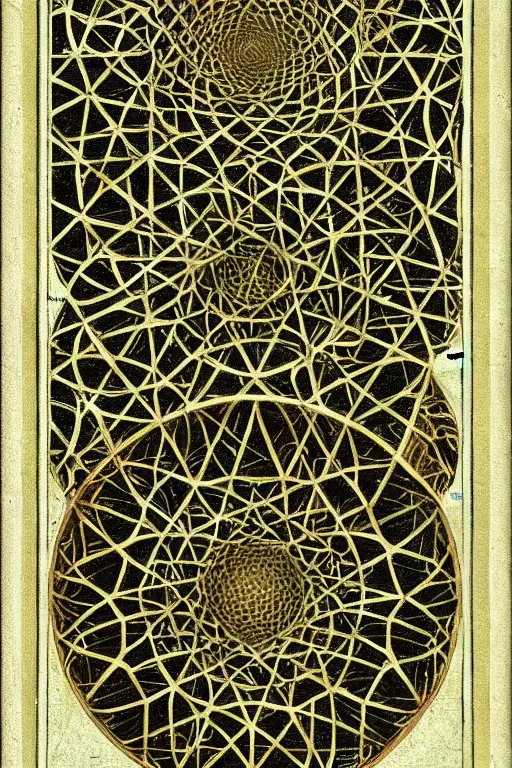 Prompt: islamic symmetric geometric fractals, fibonacci, quantum, atomic, by michaelangelo