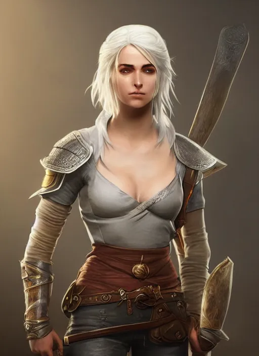 Prompt: ciri, league of legends character select art, digital art, by magali villeneuve, octane render