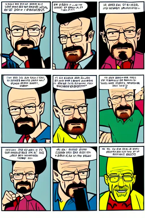 Image similar to walter white, in the style of dan parent, as drawn by dan parentfor archie comics,