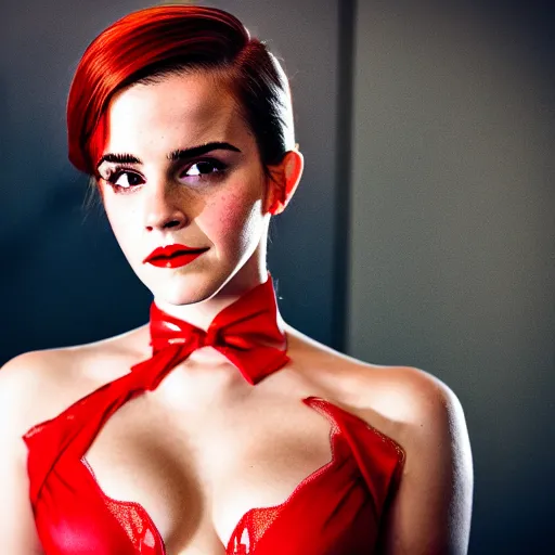 Image similar to Emma Watson as Jessica Rabbit, (Sony a7R IV, symmetric balance, dynamic range)