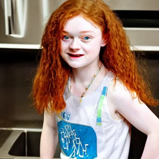 Image similar to sadie sink face in a kitchen sink